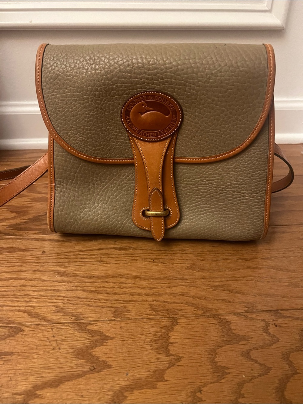 Dooney & Bourke Taupe with Tan Trim Leather Crossbody